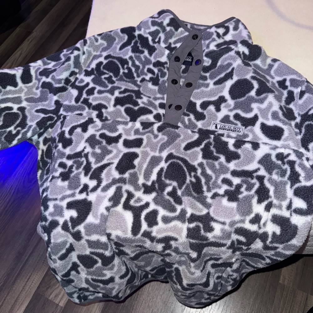 Grey Camo Local Boy Fleece Pullover with Pockets